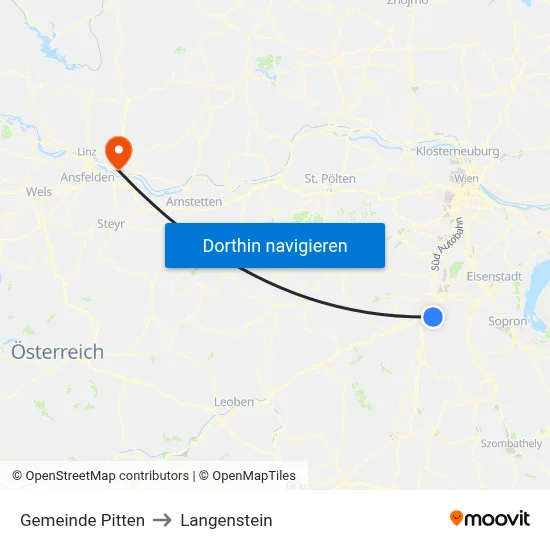 Gemeinde Pitten to Langenstein map