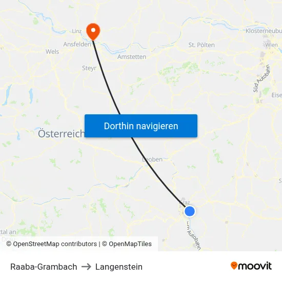 Raaba-Grambach to Langenstein map