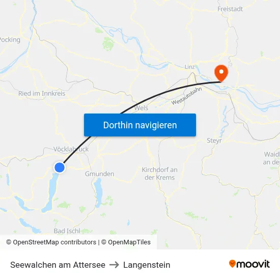 Seewalchen am Attersee to Langenstein map