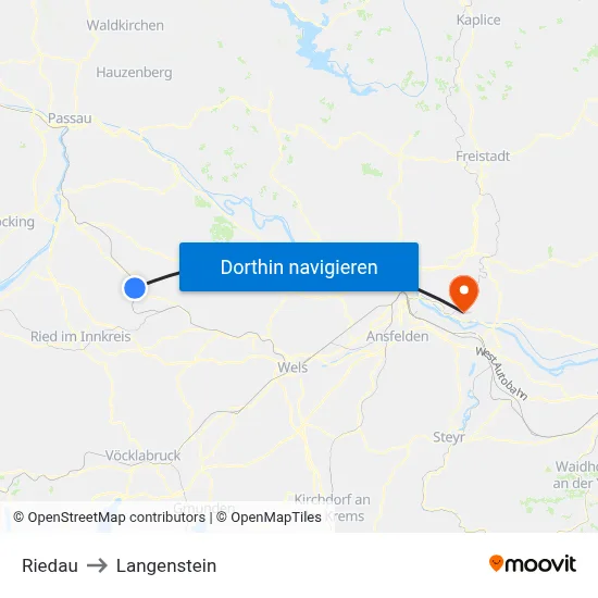 Riedau to Langenstein map