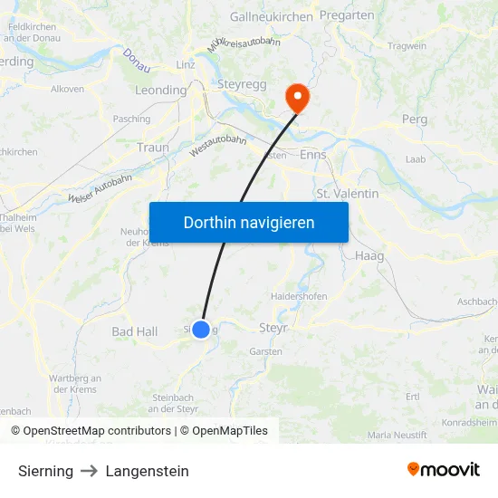 Sierning to Langenstein map