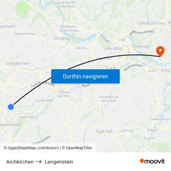 Aichkirchen to Langenstein map