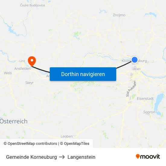 Gemeinde Korneuburg to Langenstein map