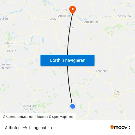 Althofen to Langenstein map