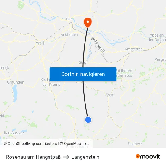 Rosenau am Hengstpaß to Langenstein map