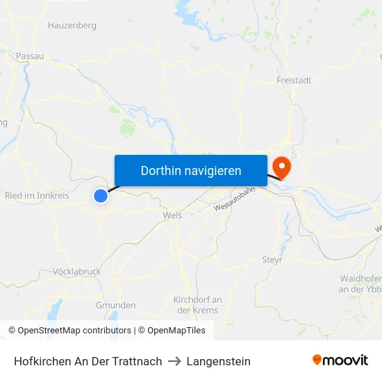 Hofkirchen An Der Trattnach to Langenstein map