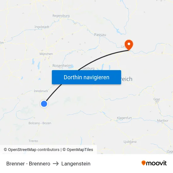Brenner - Brennero to Langenstein map