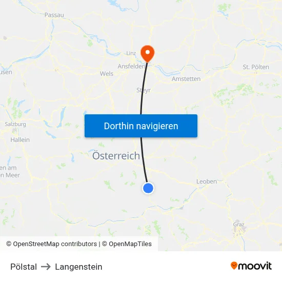 Pölstal to Langenstein map
