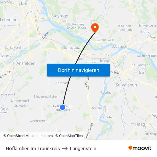 Hofkirchen Im Traunkreis to Langenstein map