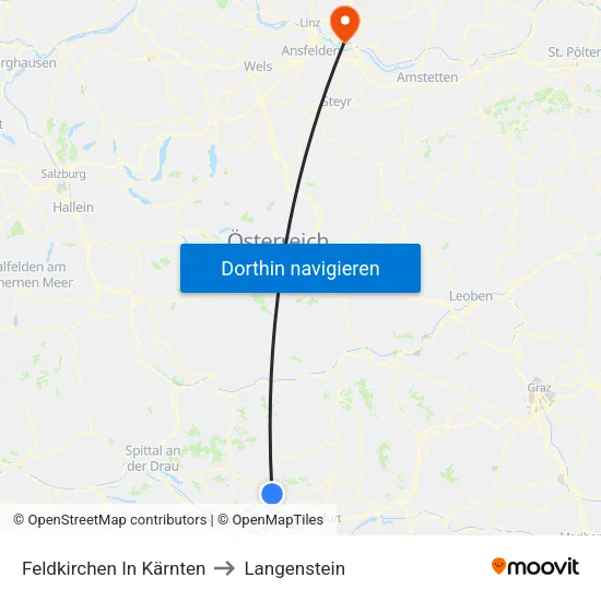 Feldkirchen In Kärnten to Langenstein map