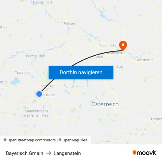 Bayerisch Gmain to Langenstein map