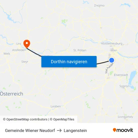 Gemeinde Wiener Neudorf to Langenstein map