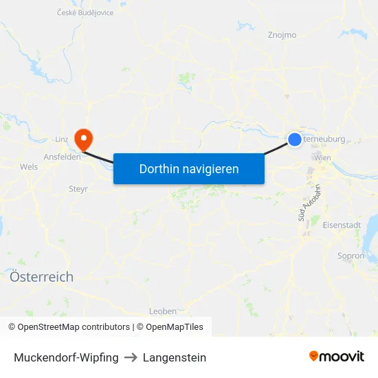 Muckendorf-Wipfing to Langenstein map