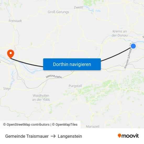 Gemeinde Traismauer to Langenstein map