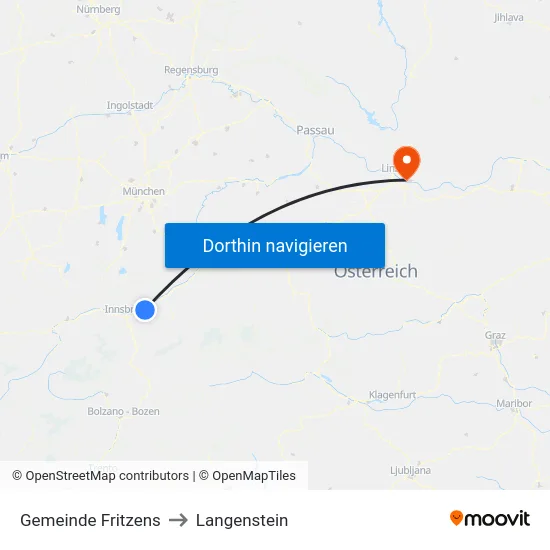Gemeinde Fritzens to Langenstein map