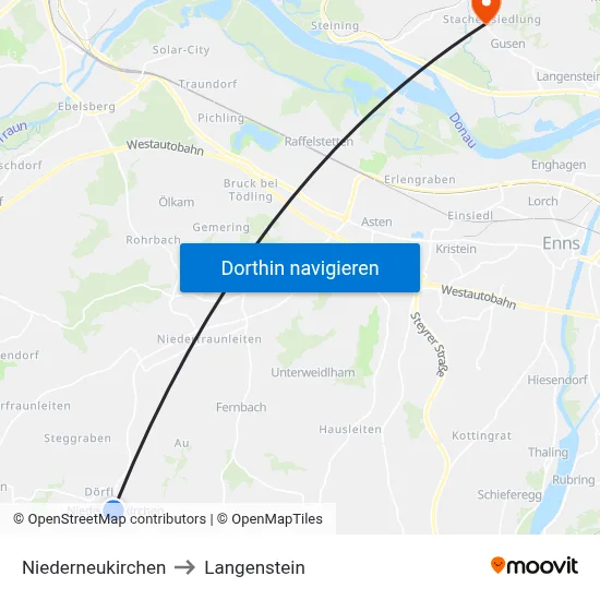Niederneukirchen to Langenstein map
