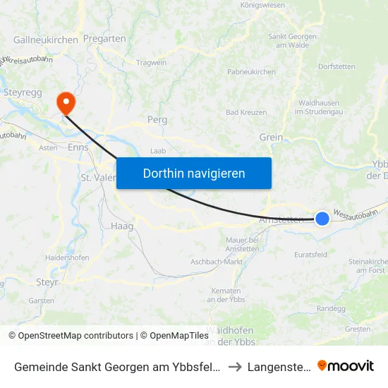 Gemeinde Sankt Georgen am Ybbsfelde to Langenstein map