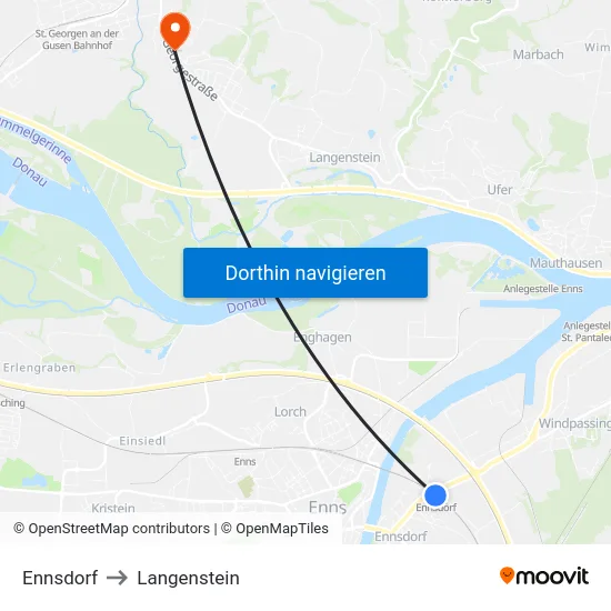 Ennsdorf to Langenstein map