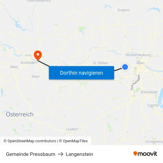 Gemeinde Pressbaum to Langenstein map