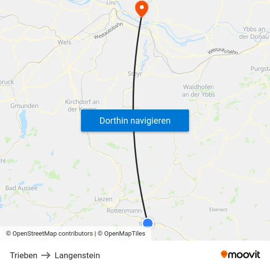 Trieben to Langenstein map