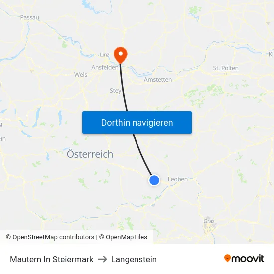 Mautern In Steiermark to Langenstein map