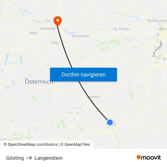 Gösting to Langenstein map