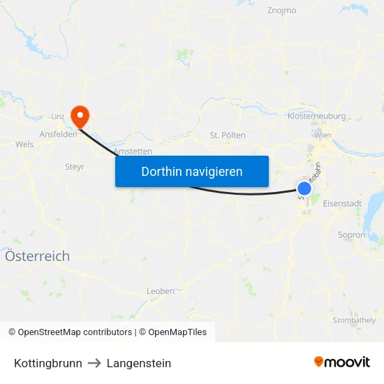 Kottingbrunn to Langenstein map