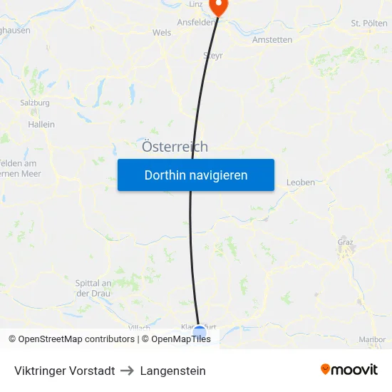 Viktringer Vorstadt to Langenstein map