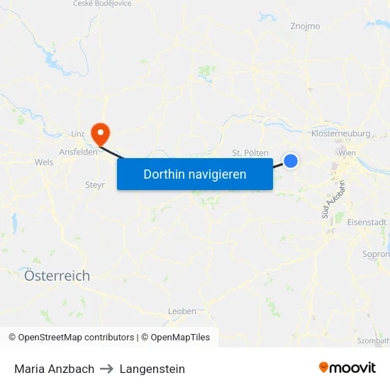 Maria Anzbach to Langenstein map
