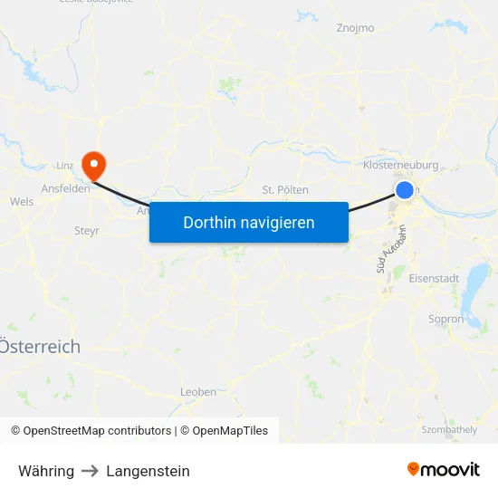 Währing to Langenstein map