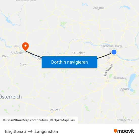 Brigittenau to Langenstein map