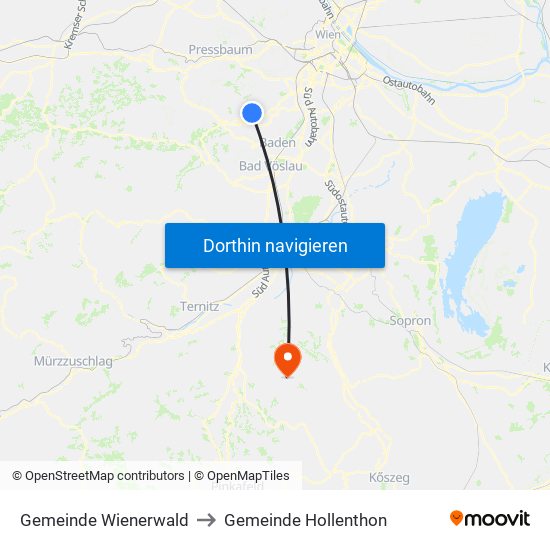 Gemeinde Wienerwald to Gemeinde Hollenthon map