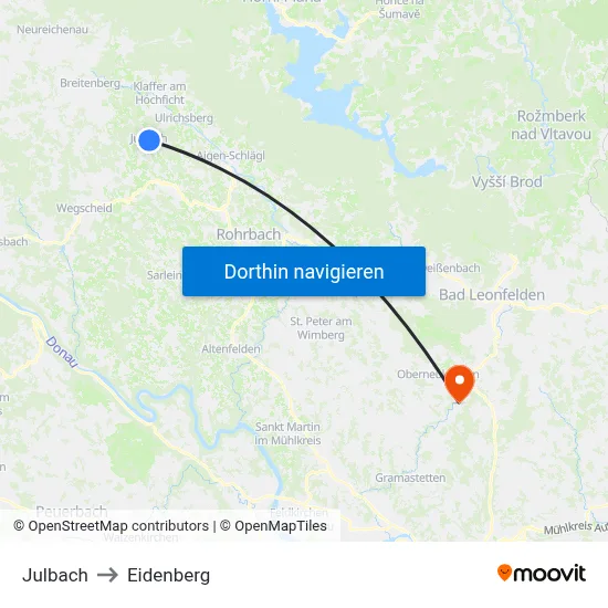 Julbach to Eidenberg map