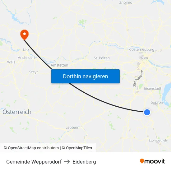Gemeinde Weppersdorf to Eidenberg map