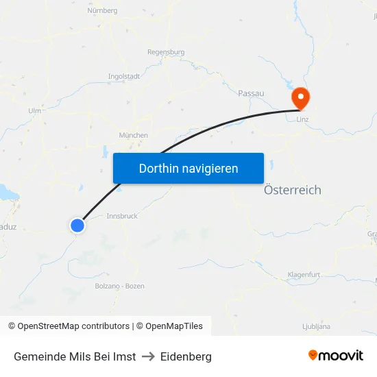 Gemeinde Mils Bei Imst to Eidenberg map