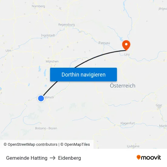 Gemeinde Hatting to Eidenberg map