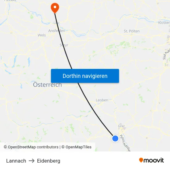Lannach to Eidenberg map