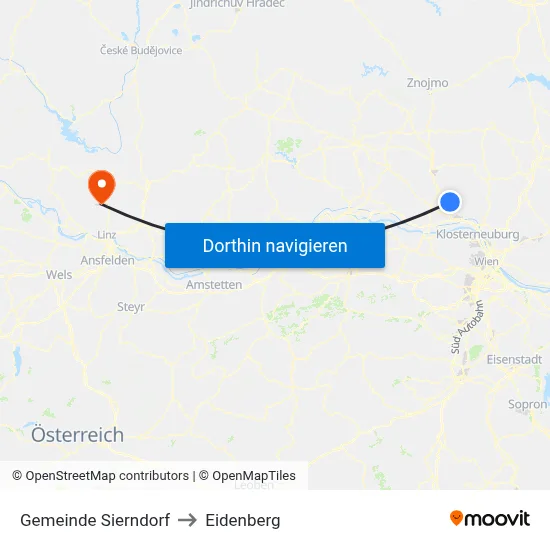 Gemeinde Sierndorf to Eidenberg map
