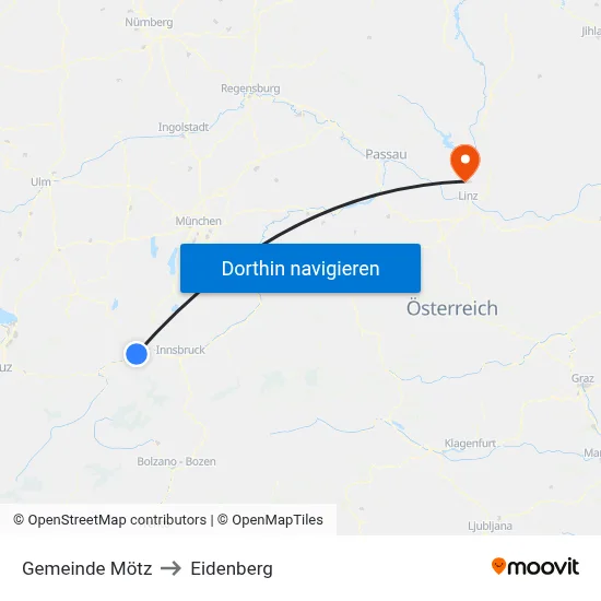 Gemeinde Mötz to Eidenberg map