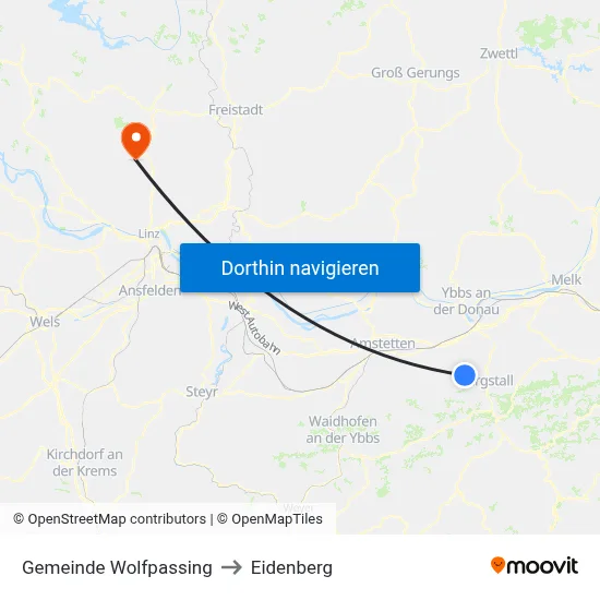Gemeinde Wolfpassing to Eidenberg map