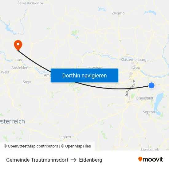 Gemeinde Trautmannsdorf to Eidenberg map