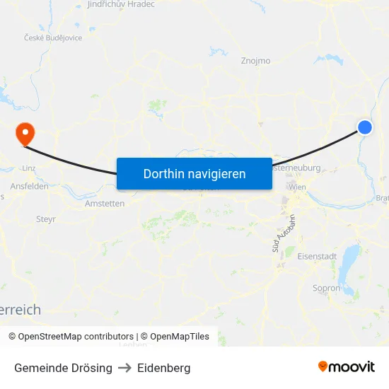 Gemeinde Drösing to Eidenberg map