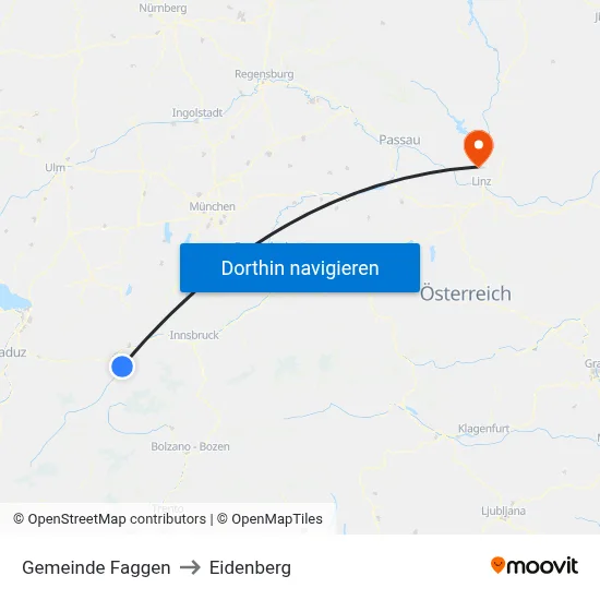 Gemeinde Faggen to Eidenberg map