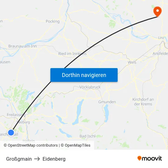 Großgmain to Eidenberg map