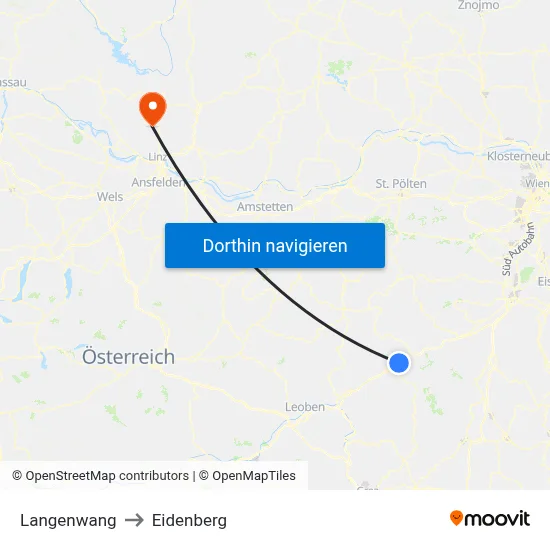 Langenwang to Eidenberg map