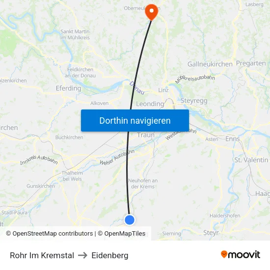 Rohr Im Kremstal to Eidenberg map