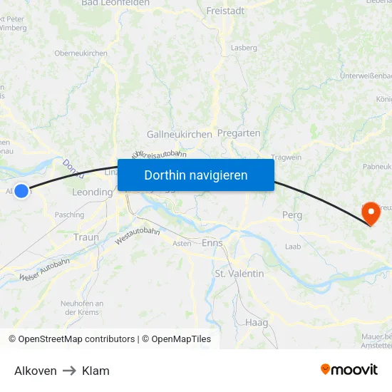 Alkoven to Klam map