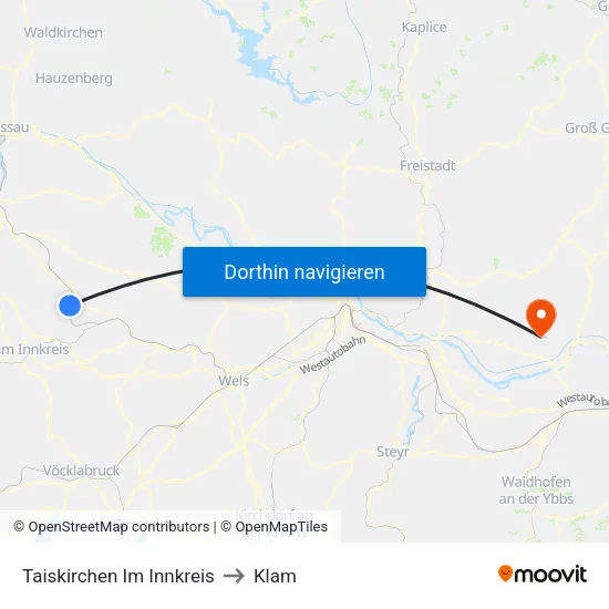 Taiskirchen Im Innkreis to Klam map