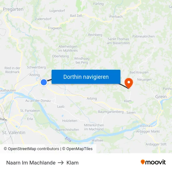 Naarn Im Machlande to Klam map