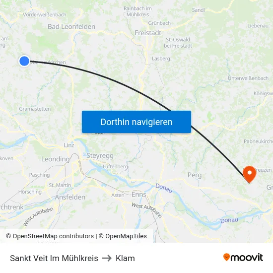 Sankt Veit Im Mühlkreis to Klam map